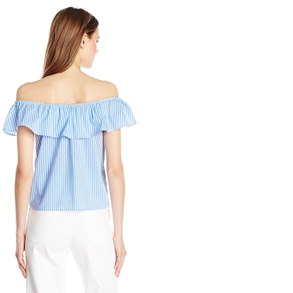 Off Shoulder Striped Top with Patches NWT - Picture 2 of 8